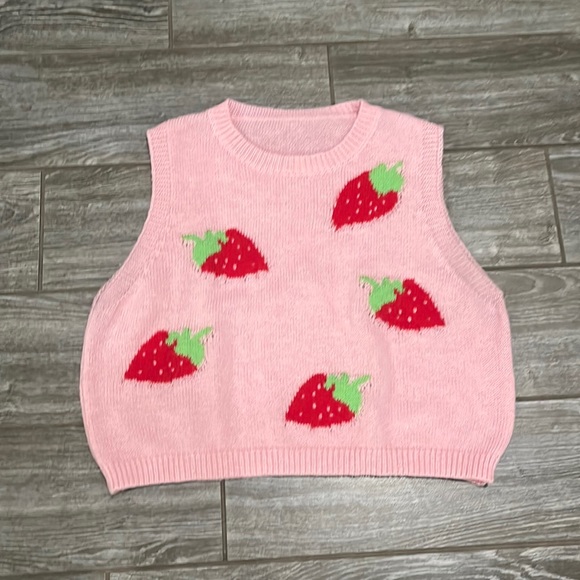 Picnic Core Strawberry Vintage, Handmade Knit Top - Picture 1 of 2